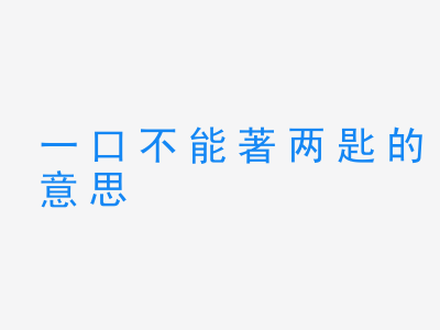 成语一口不能著两匙的意思