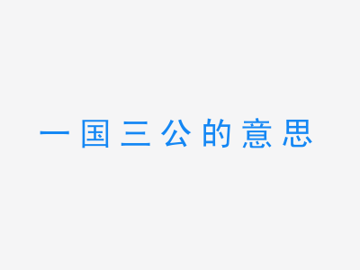 成语一国三公的意思