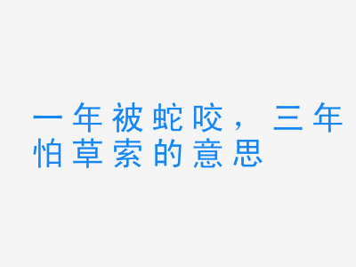 成语一年被蛇咬，三年怕草索的意思