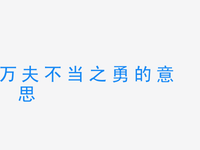 成语万夫不当之勇的意思