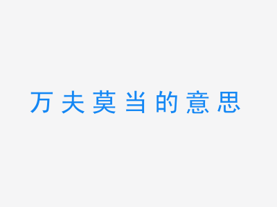 成语万夫莫当的意思