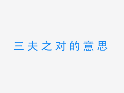 成语三夫之对的意思