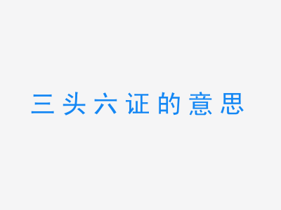 成语三头六证的意思