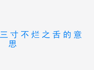 成语三寸不烂之舌的意思