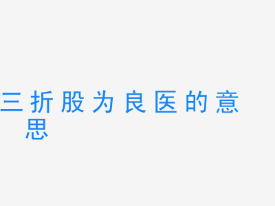 成语三折股为良医的意思