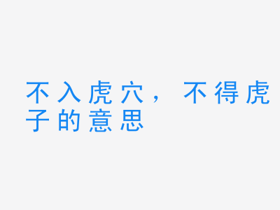 成语不入虎穴，不得虎子的意思