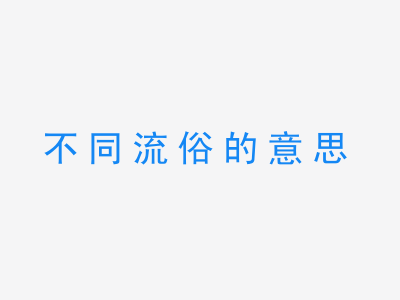 成语不同流俗的意思