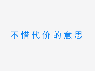 成语不惜代价的意思