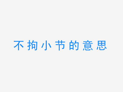 成语不拘小节的意思