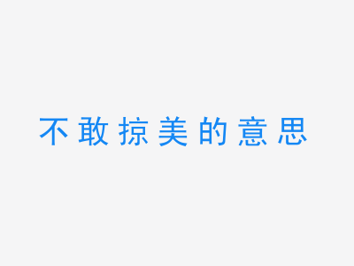 成语不敢掠美的意思