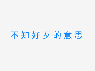 成语不知好歹的意思