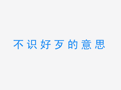 成语不识好歹的意思