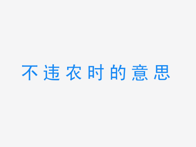 成语不违农时的意思