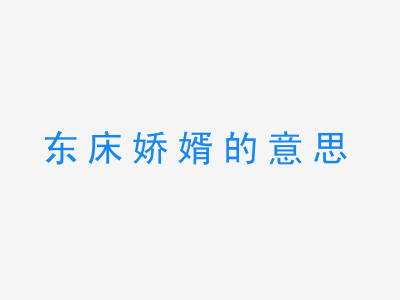 成语东床娇婿的意思