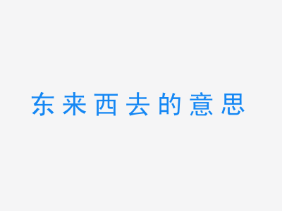 成语东来西去的意思