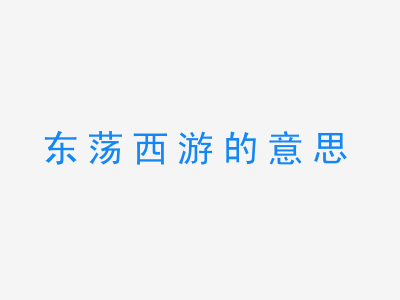 成语东荡西游的意思