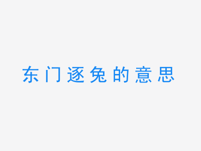 成语东门逐兔的意思