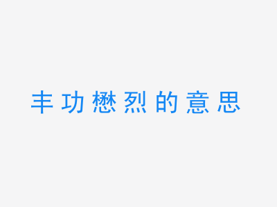 成语丰功懋烈的意思