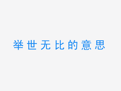 成语举世无比的意思