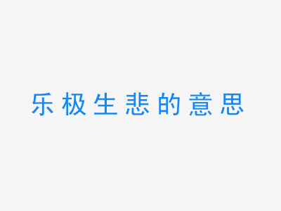 成语乐极生悲的意思