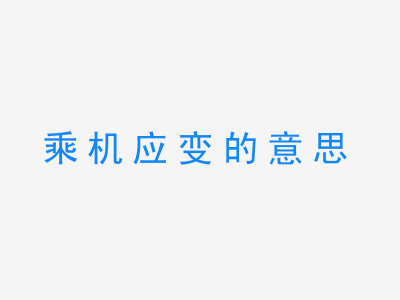 成语乘机应变的意思