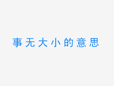 成语事无大小的意思