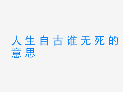 成语人生自古谁无死的意思