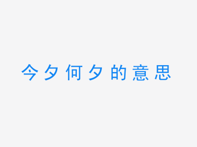 成语今夕何夕的意思