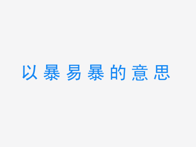 成语以暴易暴的意思