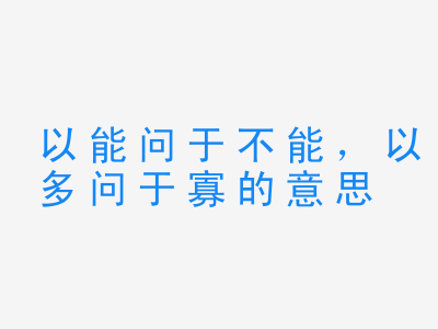 成语以能问于不能，以多问于寡的意思