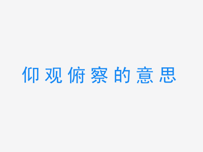 成语仰观俯察的意思