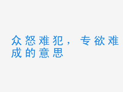 成语众怒难犯，专欲难成的意思