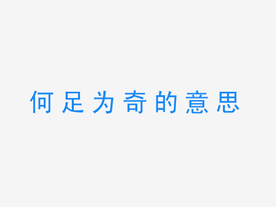 成语何足为奇的意思