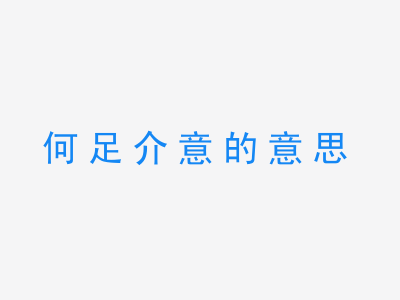 成语何足介意的意思