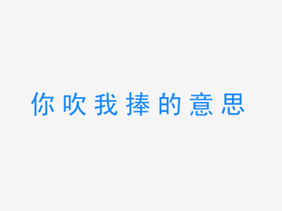 成语你吹我捧的意思