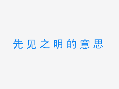 成语先见之明的意思