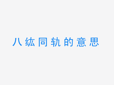 成语八纮同轨的意思