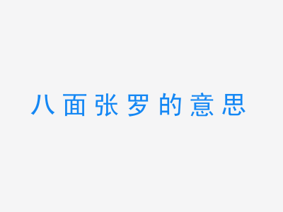 成语八面张罗的意思