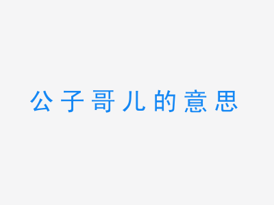 成语公子哥儿的意思