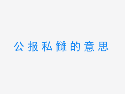 成语公报私雠的意思