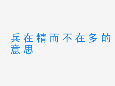 成语兵在精而不在多的意思