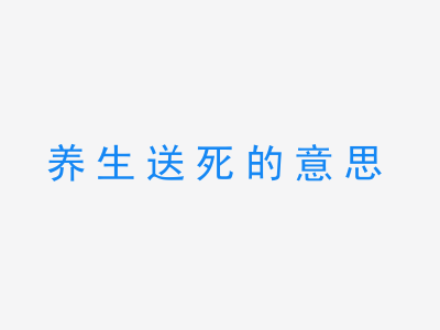 成语养生送死的意思