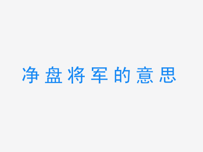 成语净盘将军的意思