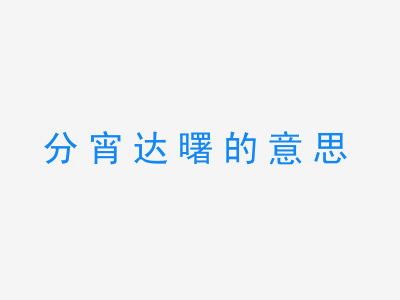 成语分宵达曙的意思