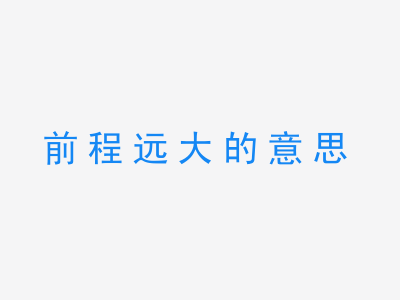 成语前程远大的意思