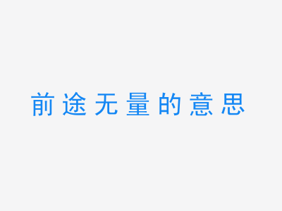 成语前途无量的意思