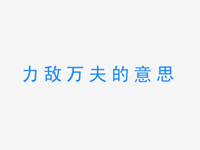 成语力敌万夫的意思