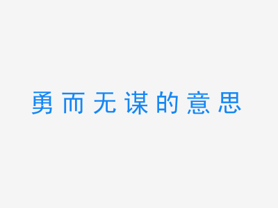 成语勇而无谋的意思