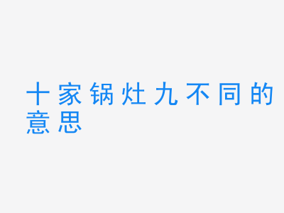 成语十家锅灶九不同的意思