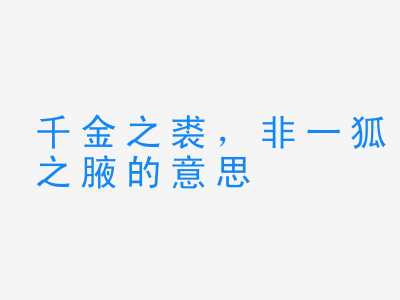 成语千金之裘，非一狐之腋的意思